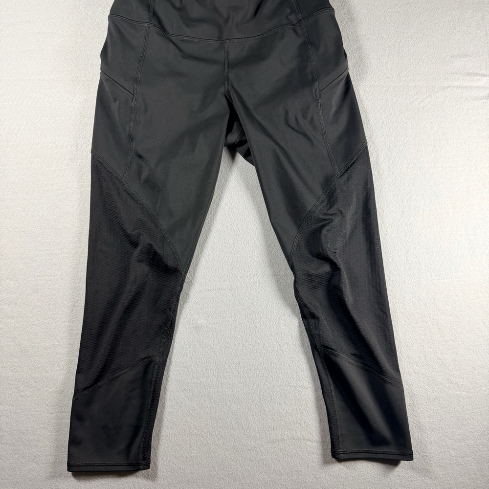 Athleta Women’s Small Cropped Leggings Black Mesh Panel Zip Pocket